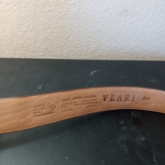 GORGEOUS PRE-OWNED VEARI Genuine Ostrich Skin Leather 42" Belt Made in Mexico - Picture 4 of 6